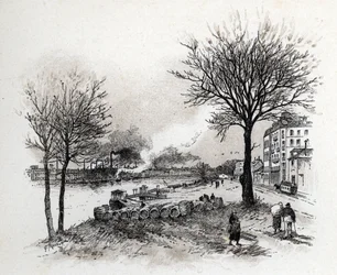 Vista de Ivry sur Seine (Ivry-sur-Seine) Desenho de Gustave Fraipont (1849-1923) a partir de Saint-Juirs