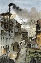 Vista do rio Bievre de Port Royal boulevard, Paris Desenho de Gustave Fraipont (1849-1923) desenha de "La seine a travers Paris" de Saint-Juirs