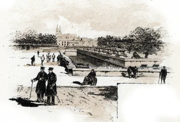 Vista do hospital dos veteranos de guerra do Hotel des Invalides, Paris Desenho de Gustave Fraipont (1849-1923) de Saint-Juirs