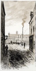 Vista da mortuária de Paris sobre o ile de la cite, Paris Drawing de Gustave Fraipont (1849-1923) de Saint-Juirs