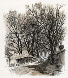 Vista do novo armazém da rue Leopold, bercy Paris (Vista do armazém da rue Leopold In bercy, Paris) Desenho de Gustave Fraipont (1849-1923) Desenhos de "La seine a travers Paris" de Saint-Juirs
