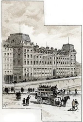Vista do departamento de polícia no quai des golfevres, Paris Desenho de Gustave Fraipont (1849-1923) de Saint-Juirs