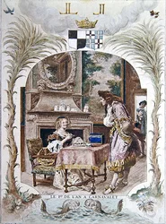Madame de Sevigne no Hotel Carnavalet no Dia de Ano Novo, Paris, c.1900 (cor litho)