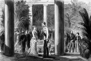 Noivado da Princesa Stephanie da Bélgica (1864-1945) e do Arquiduque Rodolphe da Áustria (1858-1889) para o Castelo de Laeken, 7 de março