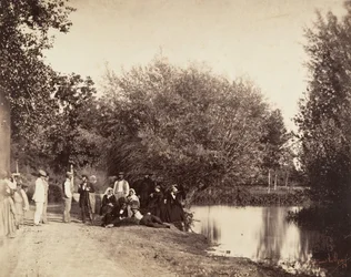 Cena perto de uma lagoa no moinho Petit-Mourmelon, 1857.