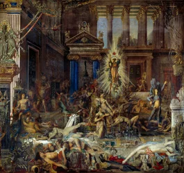Os pretendentes Recit do Homere Odyssee recontando o massacre dos pretendentes à penélope no regresso de Ulisses. Pintura de Gustave Moreau (1826-1898) 1858 Paris, Musee Gustave Moreau