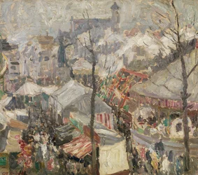 Feira sobre Vrijdagmarkt em Gand (óleo sobre tela)