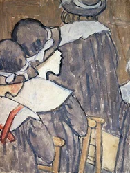 Crianças em uma igreja (bodycolour sobre traços de lápis no papel) (veja também 130312, 281886)