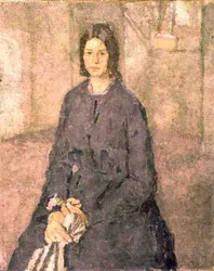 Menina segurando uma rosa, c.1915-25