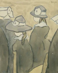 Meninas na Igreja (aquarela sobre papel)
