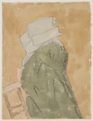 Freira na igreja (aguarela sobre papel)