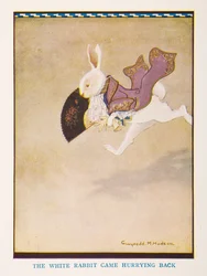O Coelho Branco voltou correndo, O berçário Alice no País das Maravilhas / recontado para o berçário por Irene Pearl; as fotos de Gwynedd Hudson