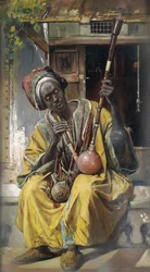 "Fumeur de pipe a eau" (Narghile) (O fumador de cachimbo de água) Peinture de Gyula Tornai (1861-1928) Óleo sobre madeira 1903 Dim 58x34 cm Colecção privada