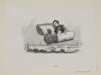 Ilustração para "The Flying Suitcase" em H.C. Andersen, "Contos de fadas e histórias", Volume 1
