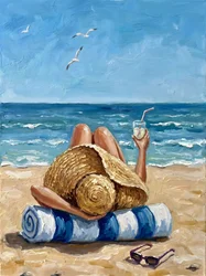 Relaxamento na praia no verão