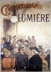 Cartaz publicitário de H. Brispot para o cinematógrafo dos irmãos Lumière, início do século XX.