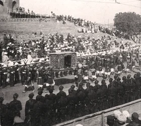 Palanquim do estado em uma procissão real, Delhi, Índia, 1912.