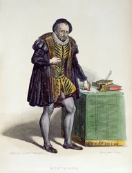 Michel Eyquem de Montaigne (1533-92), de "O Plutarco Francês", de E. Mennechet, 1835 (gravura a cores)