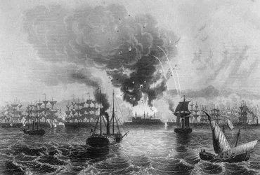 Bombardeio de St Jean DAcre pelo almirante Sir Charles Napier, 3 de novembro de 1840 c1857.