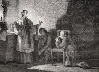 Luís XVI (1754-93) na oração antes de sua execução