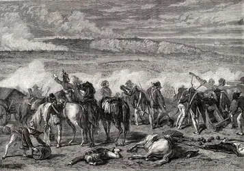 A Batalha de Jemappes, 6 de novembro de 1792, gravada por Alexandre Hurel