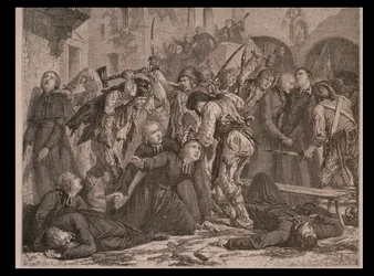 O Massacre dos Sacerdotes em setembro de 1792, gravado por Charles Maurand