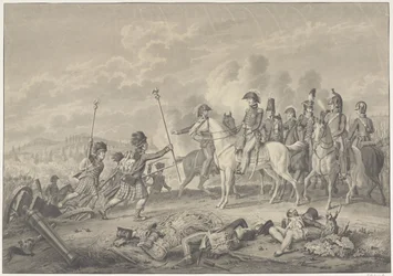 Duque de Wellington recebe dois padrões com águias capturadas dos franceses na batalha de Waterloo, 1815