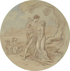Um dos dezoito desenhos para uma série de placas que ilustram Vénus e Adónis