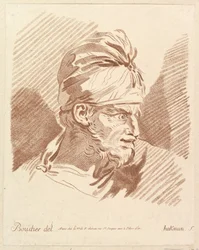 Cabeça de homem de turbante, meados do século XVIII.