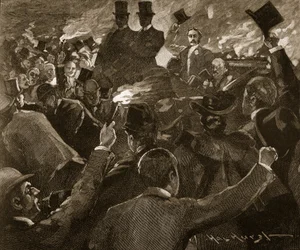 Mr Balfour em Dublin: procissão de tochas, ilustração de 
