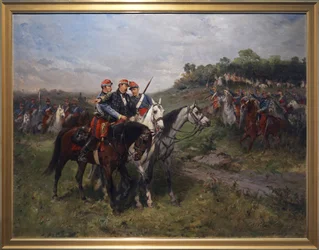 General Jean Auguste Margueritte fatalmente ferido em Floing, final do século 19 (óleo sobre tela)