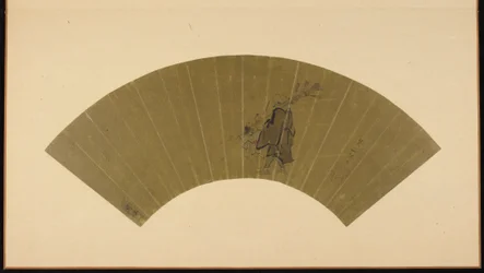 Um mascate e uma criança olhando para a lua, período Edo, final do século XVII e início do século XVIII.