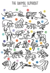Desenhos a linha do alfabeto dos animais