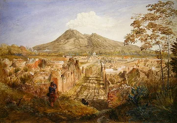 Pompeia, as Ruas dos Túmulos (aguarela sobre lápis sobre papel)