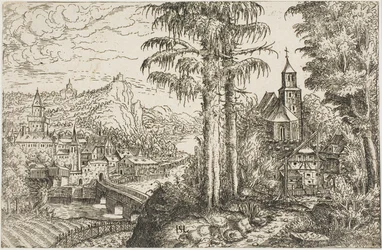 Paisagem com uma igreja
