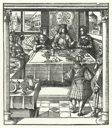 Arquiduque Maximiliano da Áustria visitando sua futura esposa, Mary de Borgonha, e sua mãe, Isabella de Bourbon (gravura)