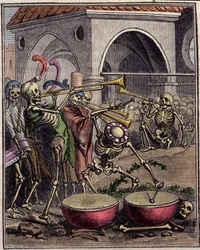 Gravação de uma "Dança macabra" de Hans Holbein, o jovem (1497-1543).