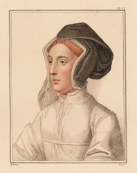 Retrato de mulher desconhecida da corte do rei Henrique VIII.,1812 (gravura)