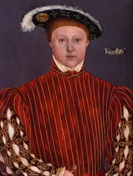 "Retrato de Eduardo VI (1537-1553) Rei de Inglaterra" Pintura de Hans Holbein o mais novo