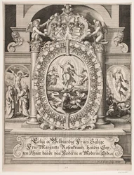 A explicação de Cristo. Cercado pelos escudos de Margrethe Rosenkrantz