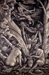 O sabá das bruxas, gravura de Hans Baldung Grien, pintor, gravador e desenhador alemão (1484-1545)