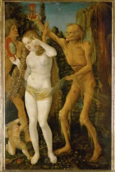 As três idades da mulher e da morte (óleo sobre madeira de tília)