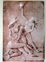 Três bruxas, desenho de Hans Baldung, dito Grien (1484-1545)