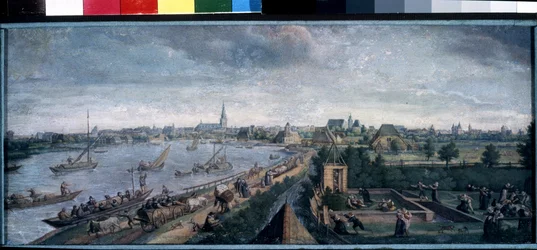 "Diversões do campo" As alegrias do campo, cenas de passeios no rio, bailes do campo, piqueniques e jogos ao ar livre. Pintura Gouache de Hans Bol (1534-1593) 1592 Museu Pushkin, Moscovo