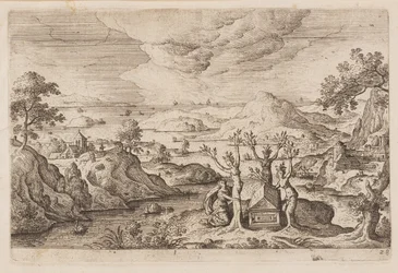 Placa 28, de Paisagens com cenas do Antigo e do Novo Testamento e Metamorfoses de Ovídio
