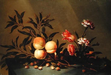 Ainda vida de pêssegos e flores, 1641