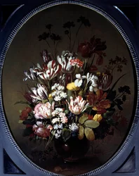 Vaso de flores. Pintura de Hans Bollongier (v.1600-ap. 1644), Ec. Hol. Óleo sobre tela. Dim: 0,83 X 0,68m. Chalon-Sur-Saone, Musee Denon
