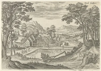 Vista de Bosvoorde Hooch bootffort (título no objeto) Pontos turísticos da área de Bruxelas (título da série)