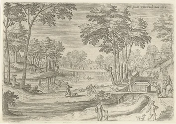 Vista do Canal de Ixelles O grande vaerwech van Elsen (título no objeto) Pontos turísticos da área de Bruxelas (título da série)