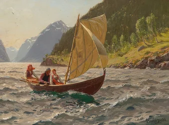 Navegando na paisagem do fiorde norueguês